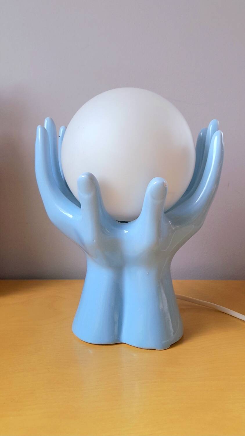 80s enameled ceramic hand lamp