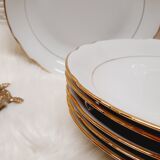 Set 6 hollow plates porcelain white and gold