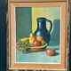 Original Swedish Oil on Canvas – 'Still Life with Fruits and Jug', Unknown Artist – Signed – Vintage and Framed – 52 × 44 cm (20.4" × 17.3")