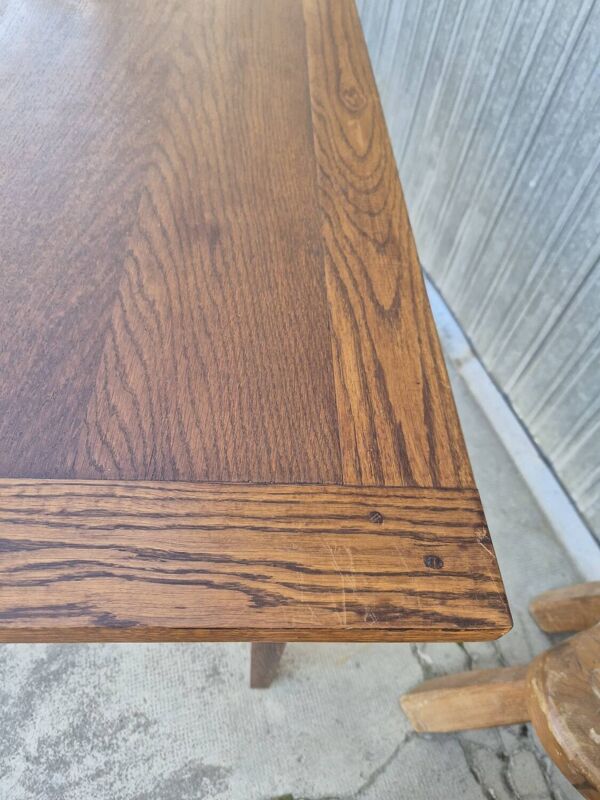 Table de ferme rustique ancienne en chêne massif un tiroir- 1m15