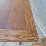 Antique rustic farmhouse table in solid oak with one drawer - 1m15