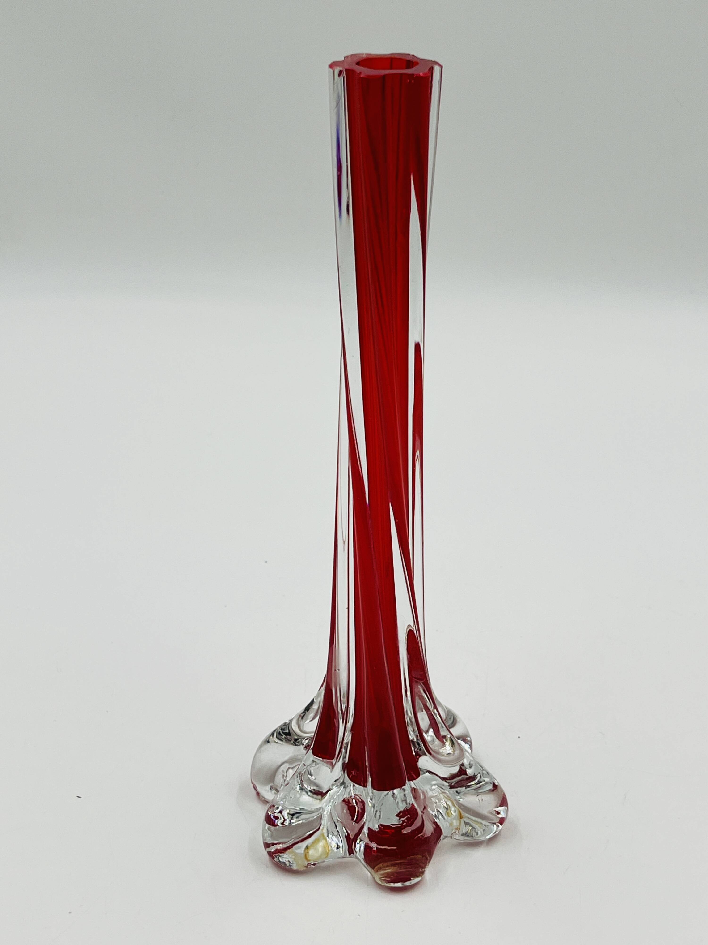 Red submerged Murano glass soliflore vase