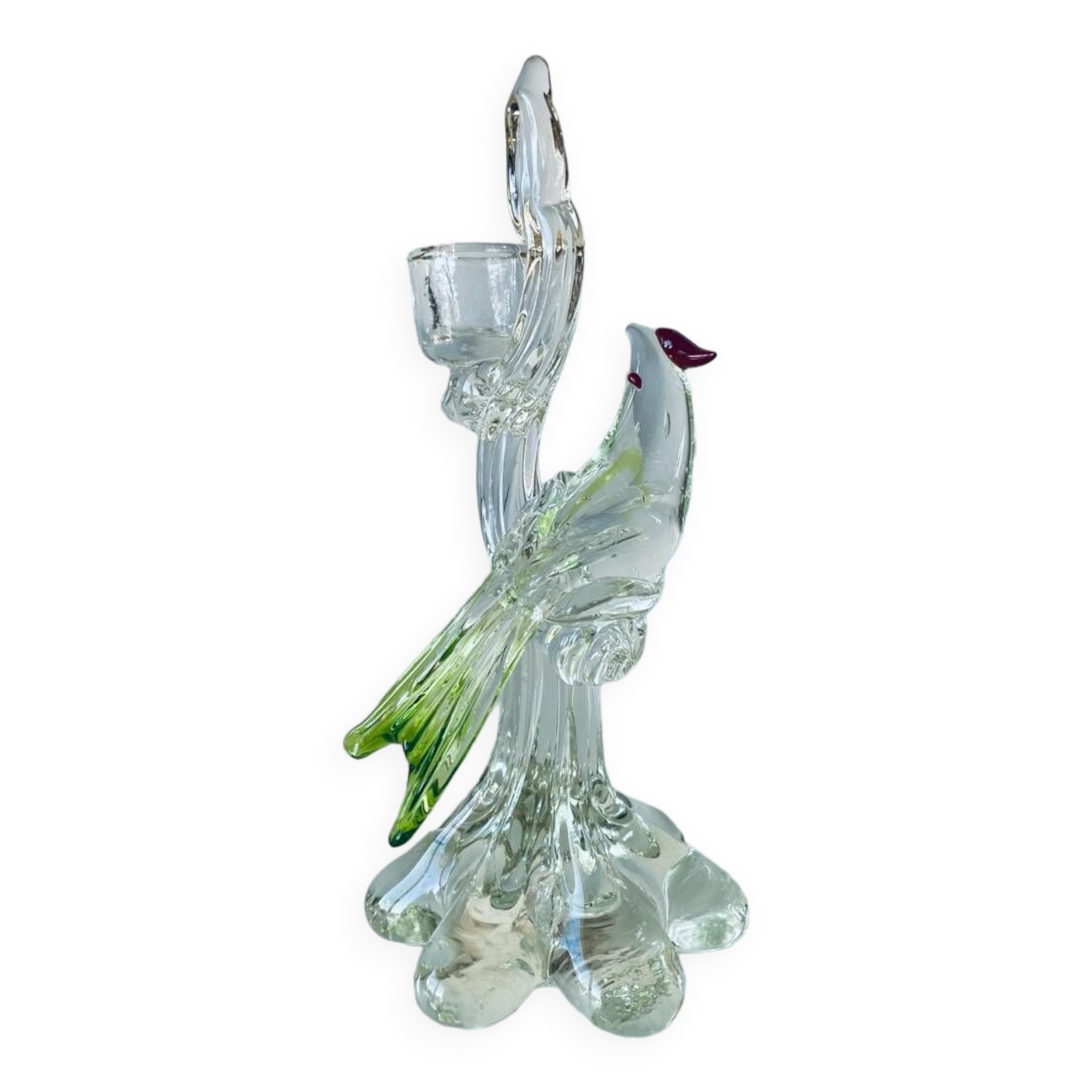 Glass bird candle holder