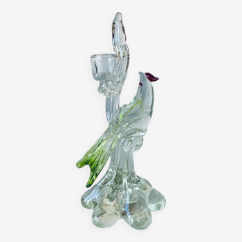 Glass bird candle holder