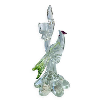 Glass bird candle holder