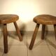 Pair of wooden tripod stools
