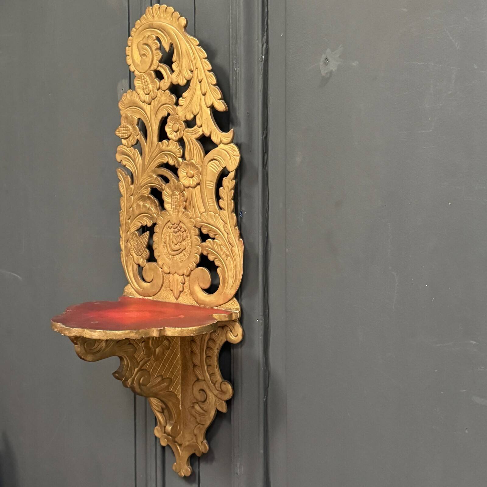 19th century carved gilded wood ottoman shelf