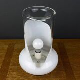 Vintage table lamp in white glass, Italy, 1970s