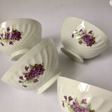 Series of 4 purple pattern Sarreguemines bowls