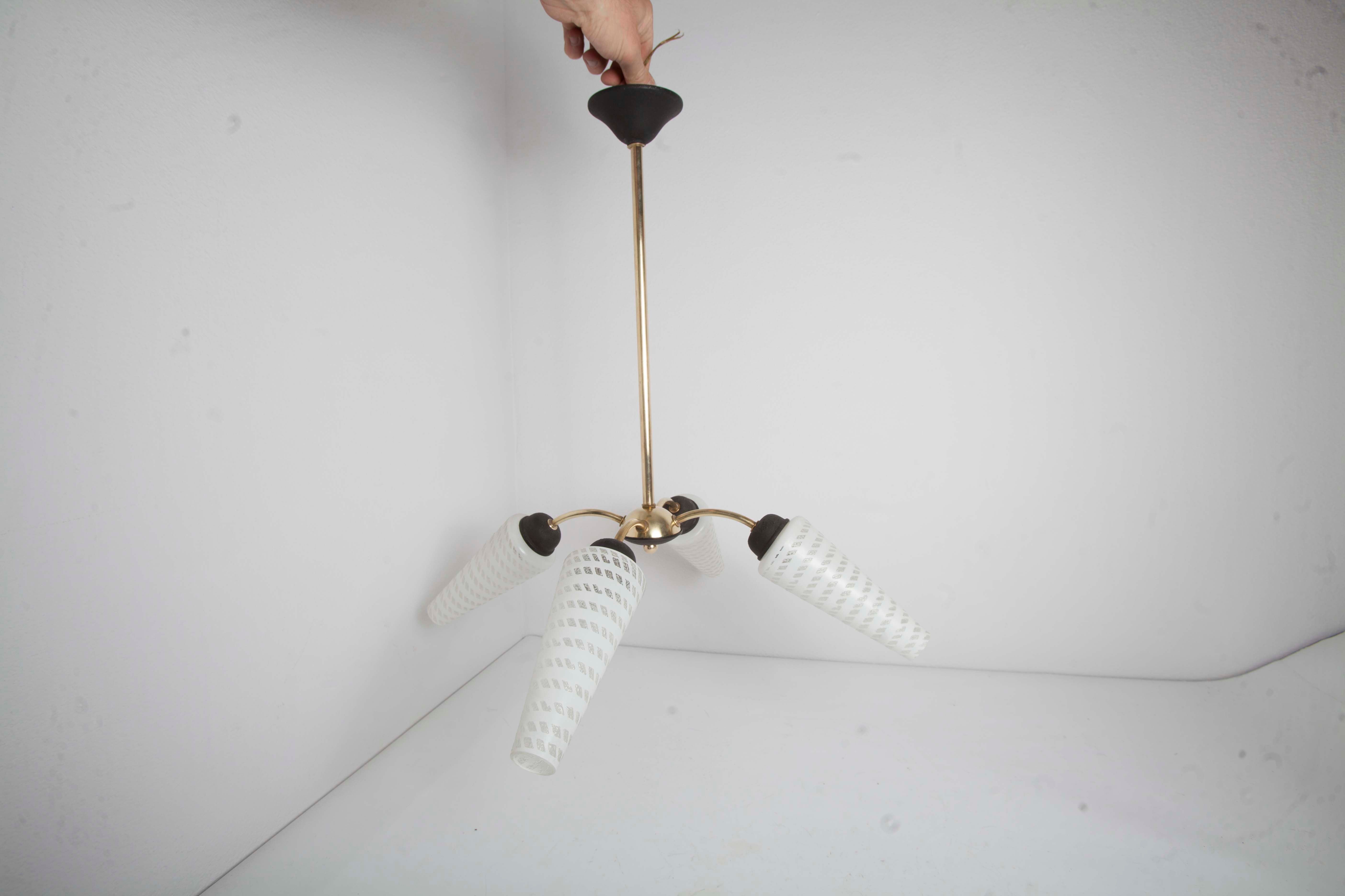 Luster 4 black branches, gold and glass