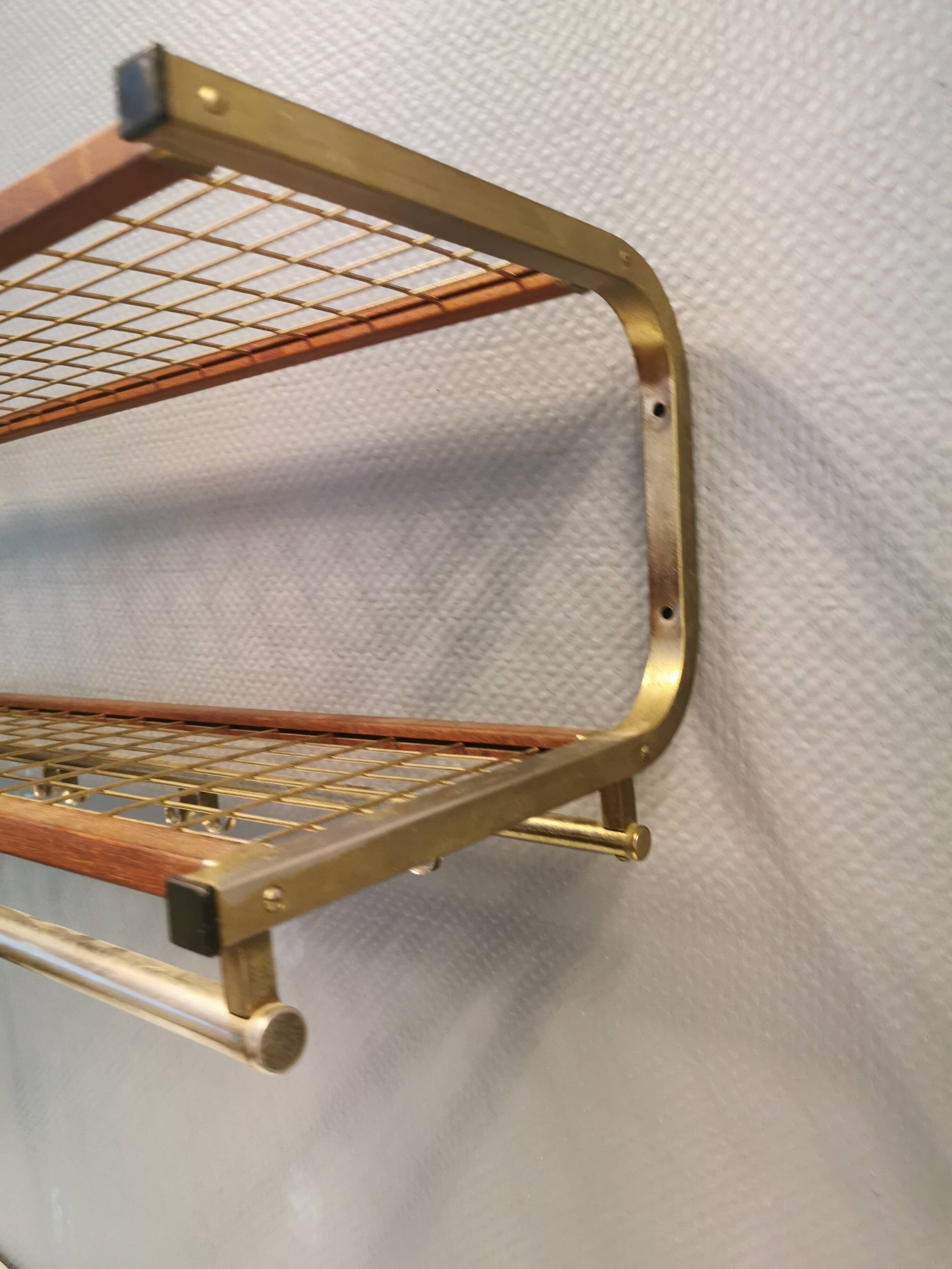 Vintage hat rack, wall-mounted clothes rack, produced in Sweden in the 1960s by Isakssons Habo