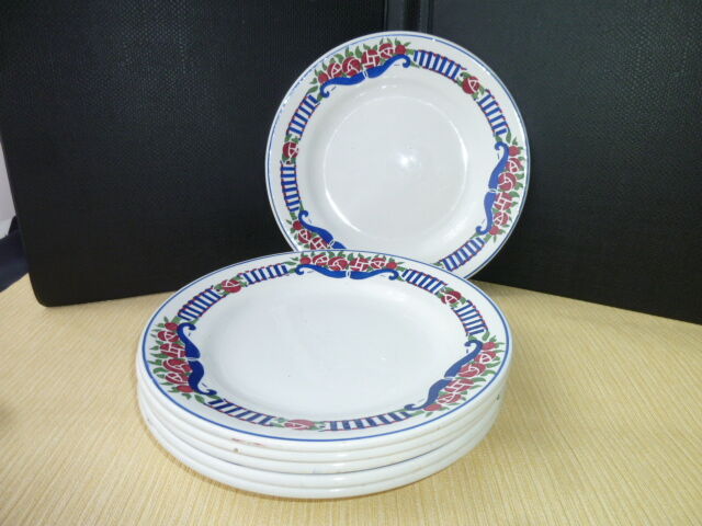 Set of 6 dessert plates Orchies Moulin des Loups Art Deco style