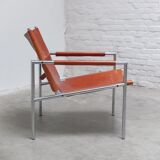 Cognac leather 'SZ02' lounge chair by Martin Visser for 't Spectrum, 1960