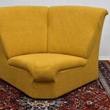Yellow bouclé corner modular sofa, 1970s, set of 6