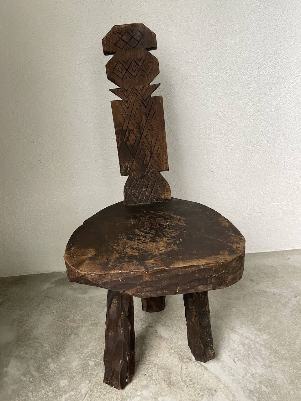 Brutalist stool with African influence