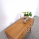 Vintage teak Danish chest of drawers with high slanted legs, side table, sideboard.