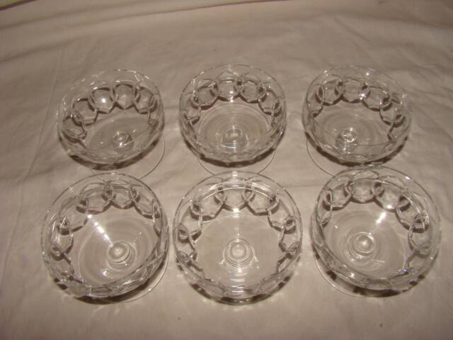 6 crystal champagne coupes from "Baccarat"