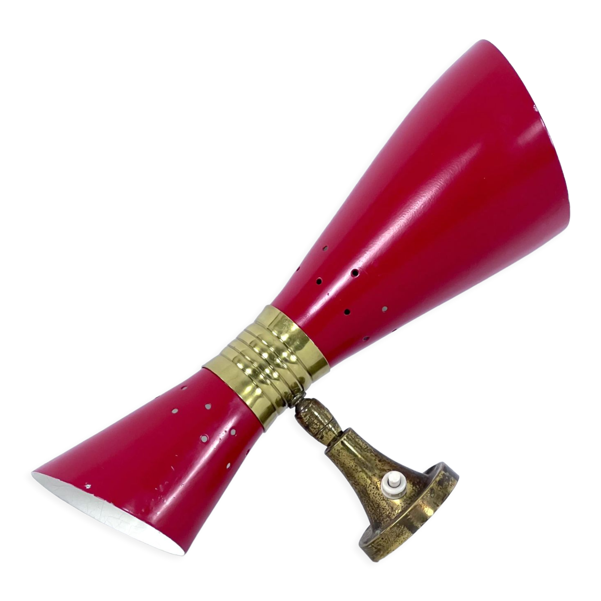 Italian Mid-Century single double cones wall lamp, 1950s