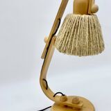 Lampe articulée en bois et corde, années 70