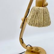 Articulated lamp in wood and rope, 1970s