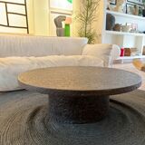 Table basse ronde brutaliste années 70