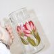 Vintage glass jug / carafe with magnolia decoration - 1970s