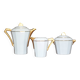 Art Deco porcelain tea service from Limoges, sugar bowl and milk jug, kitchen.