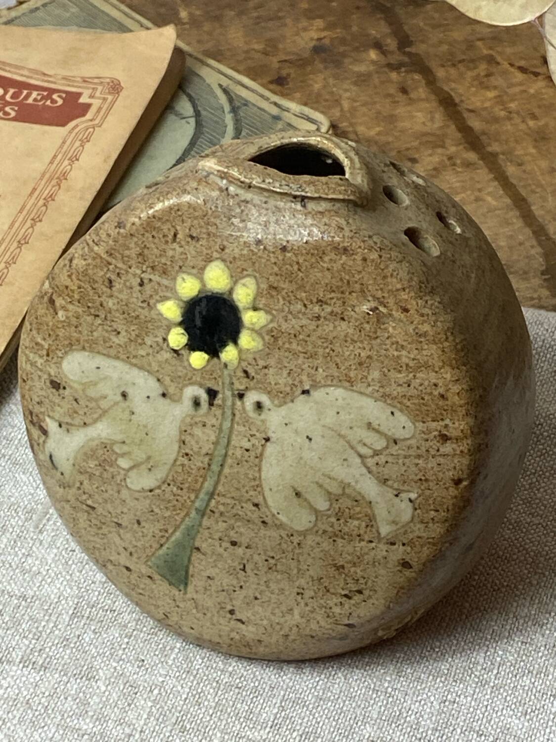 Stoneware flower pick, Noël Vassard, 1970