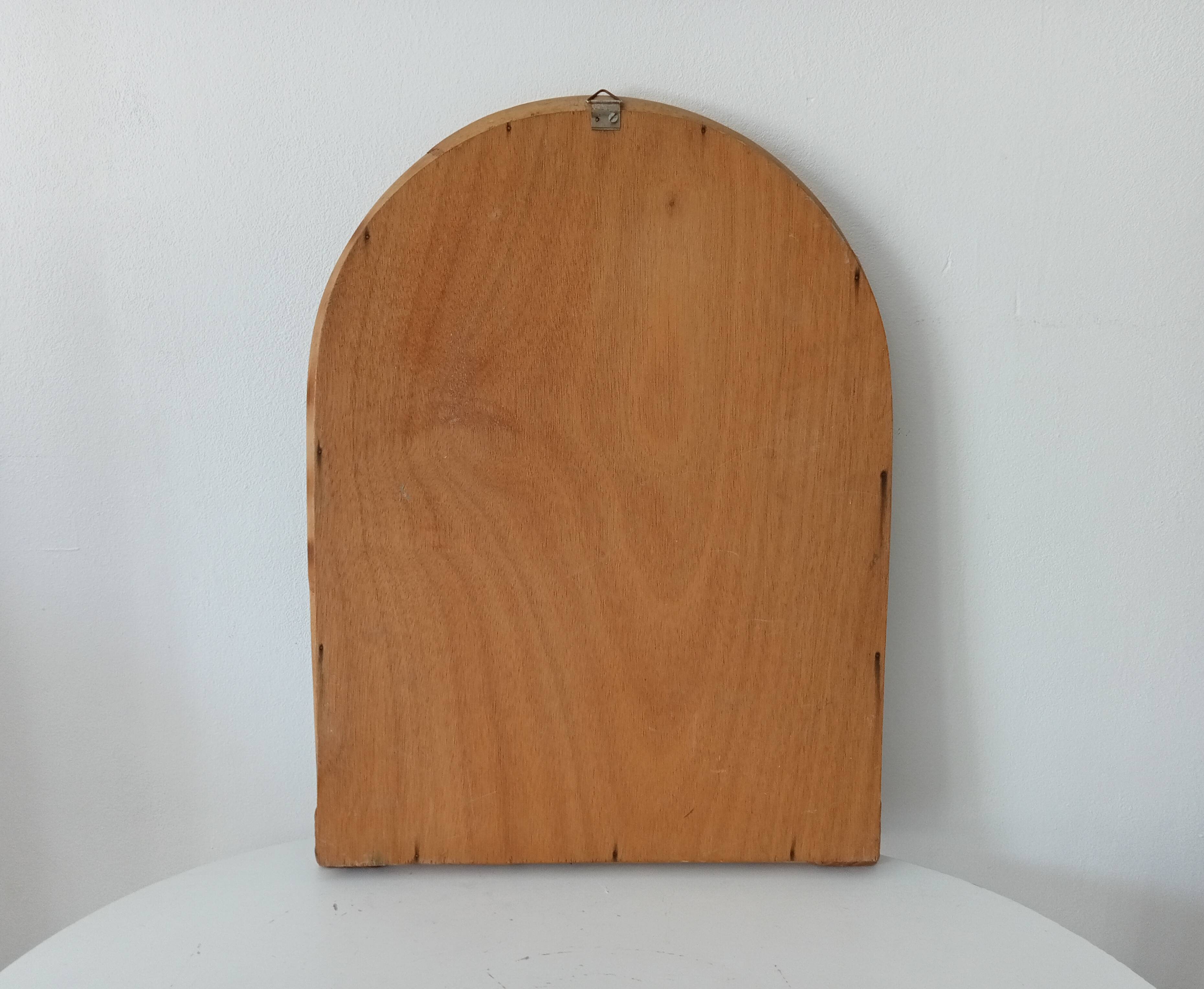 Vintage bohemian arch mirror in bamboo and rattan