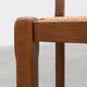 Set of 6 rustic oak ladder-back chairs with rush seats, France, 20th centur