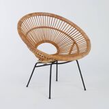 Fauteuil Corolle en rotin - 1960