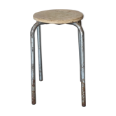 Metal workshop stool and wood seat