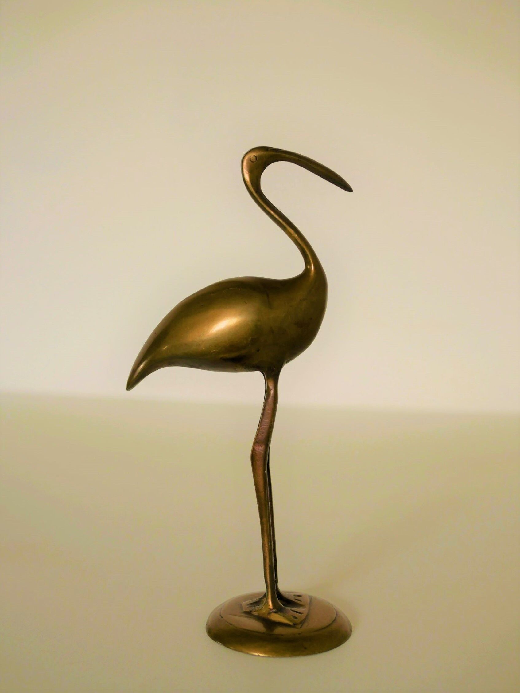 Vintage brass pink flamingo