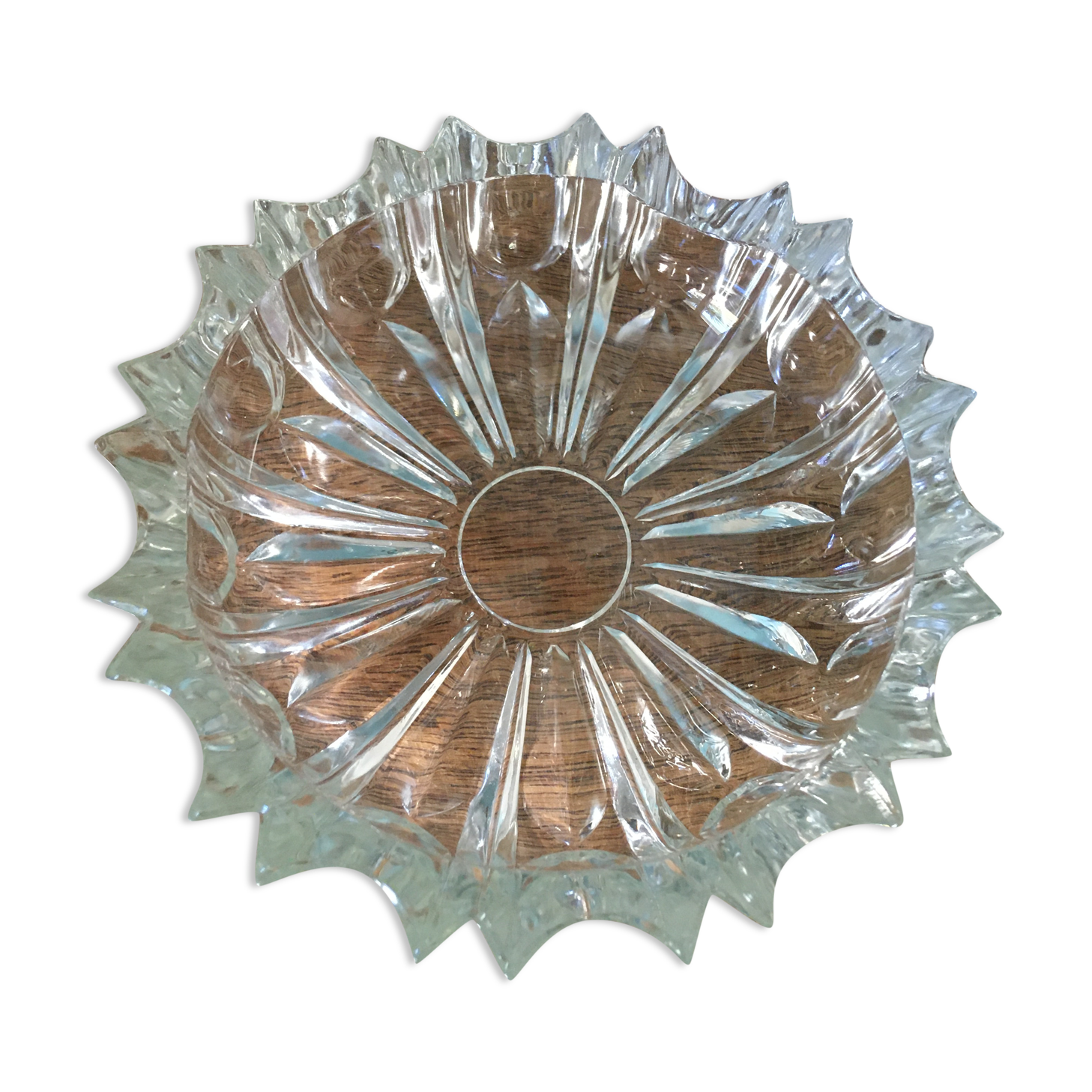 Chiseled glass ashtray