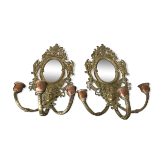 Pair of Louis XVI-style gold bronze sconces