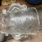 Art Deco crystal vase fish and hypocampes