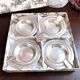 Box of 4 individual silver ashtrays in fine silver France