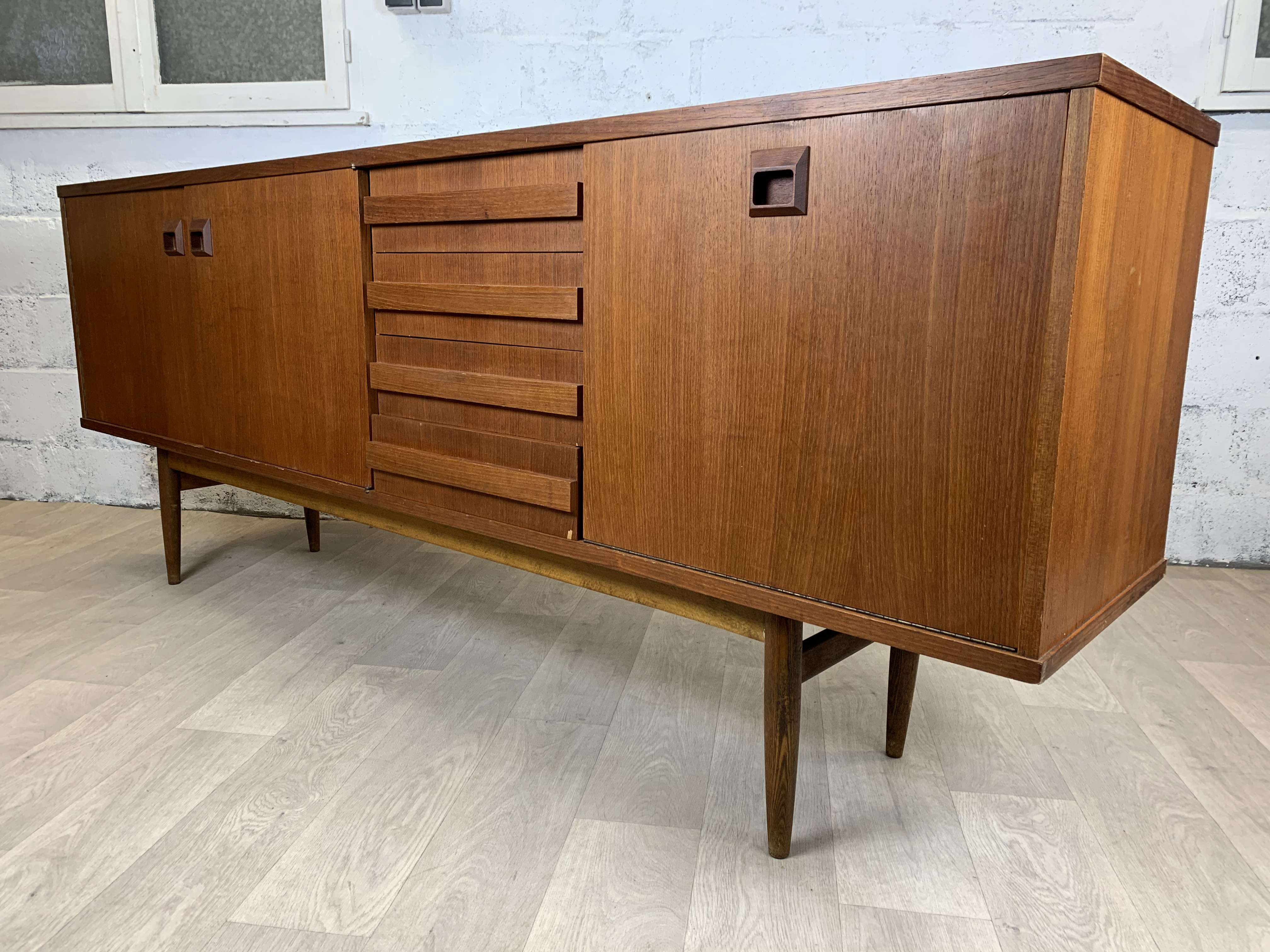 Vintage Scandinavian teak sideboard signed Eros, 60s