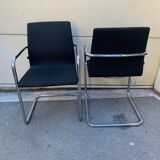 Pair of Inclass chrome base armchairs