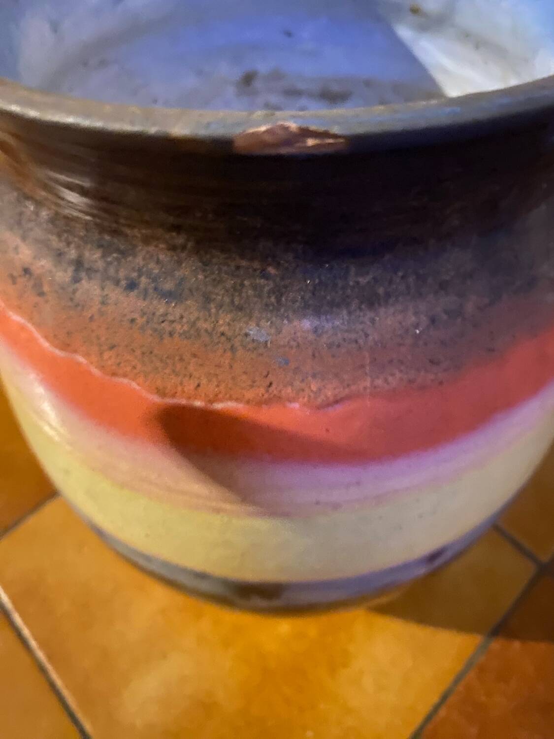 Hand-turned glazed terracotta vase