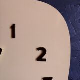 Clock formica vintage asymmetrical silent wall clock "Manufrance pale yellow"