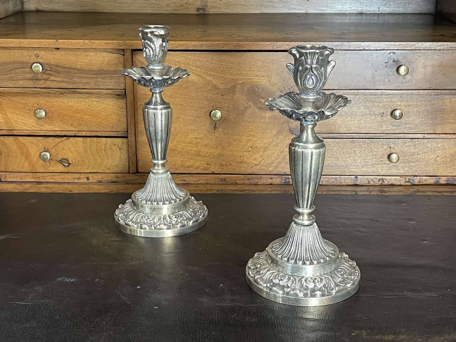 Pair of 1930s silver plated candlesticks