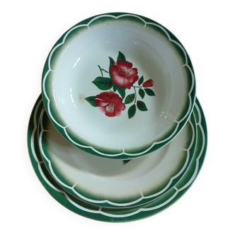 3 old dishes from Digoin and Sarreguemines