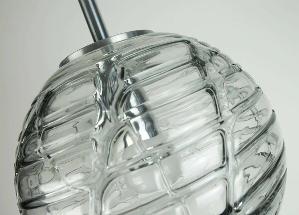 N° 1 sur 2 - lampe suspendue Doria élégante en verre clair et gris fumé des années 60-70