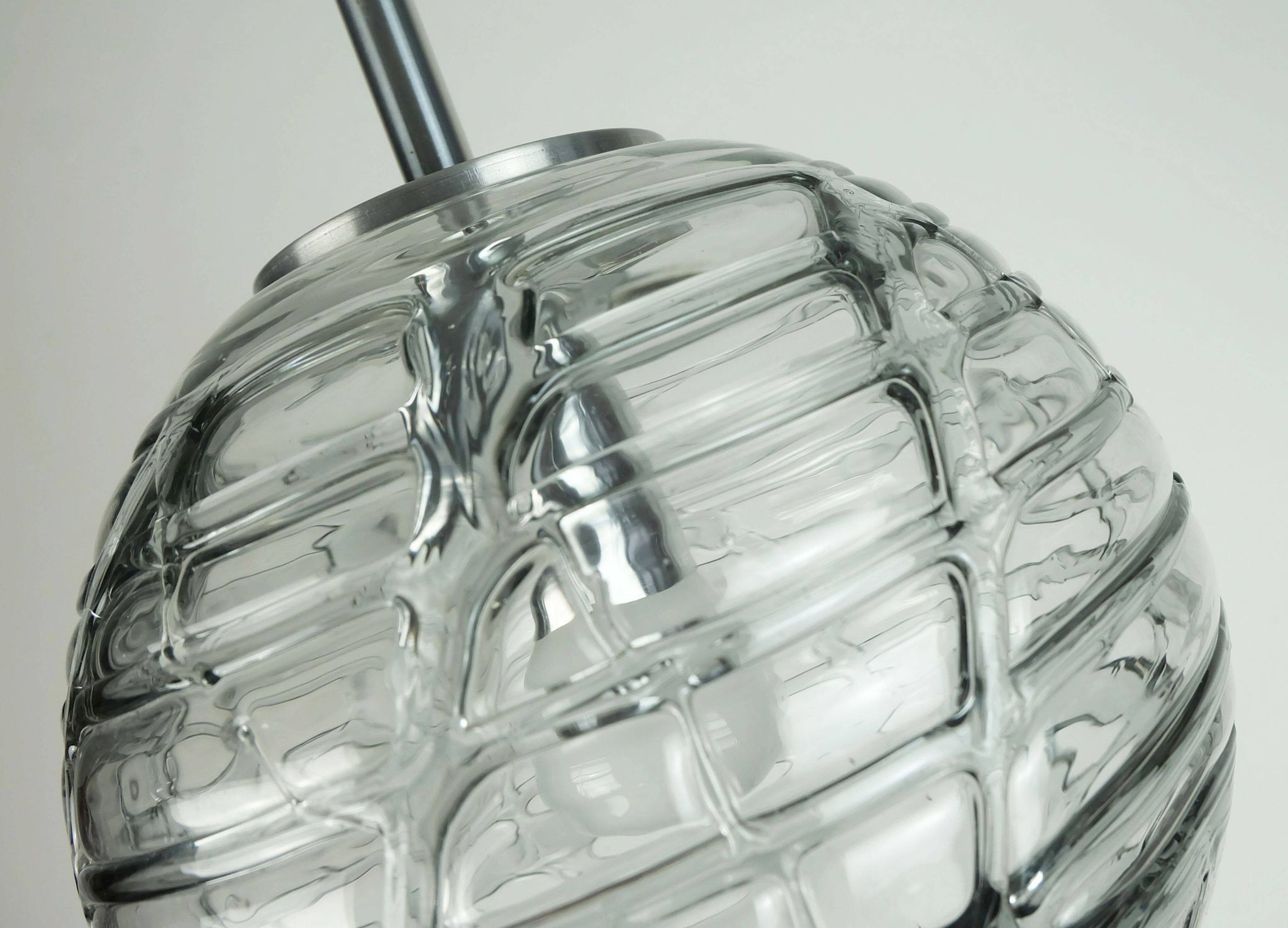 No. 1 of 2 - elegant doria pendant lamp clear and smoke grey glass 60s 70s