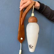 Teak wood wall lamp