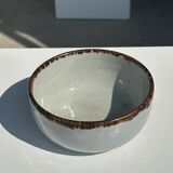 Small white glazed ceramic bowl black edges