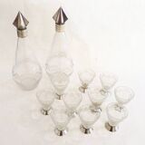 Art Deco liqueur set, glass & silver-plated metal ARGIT