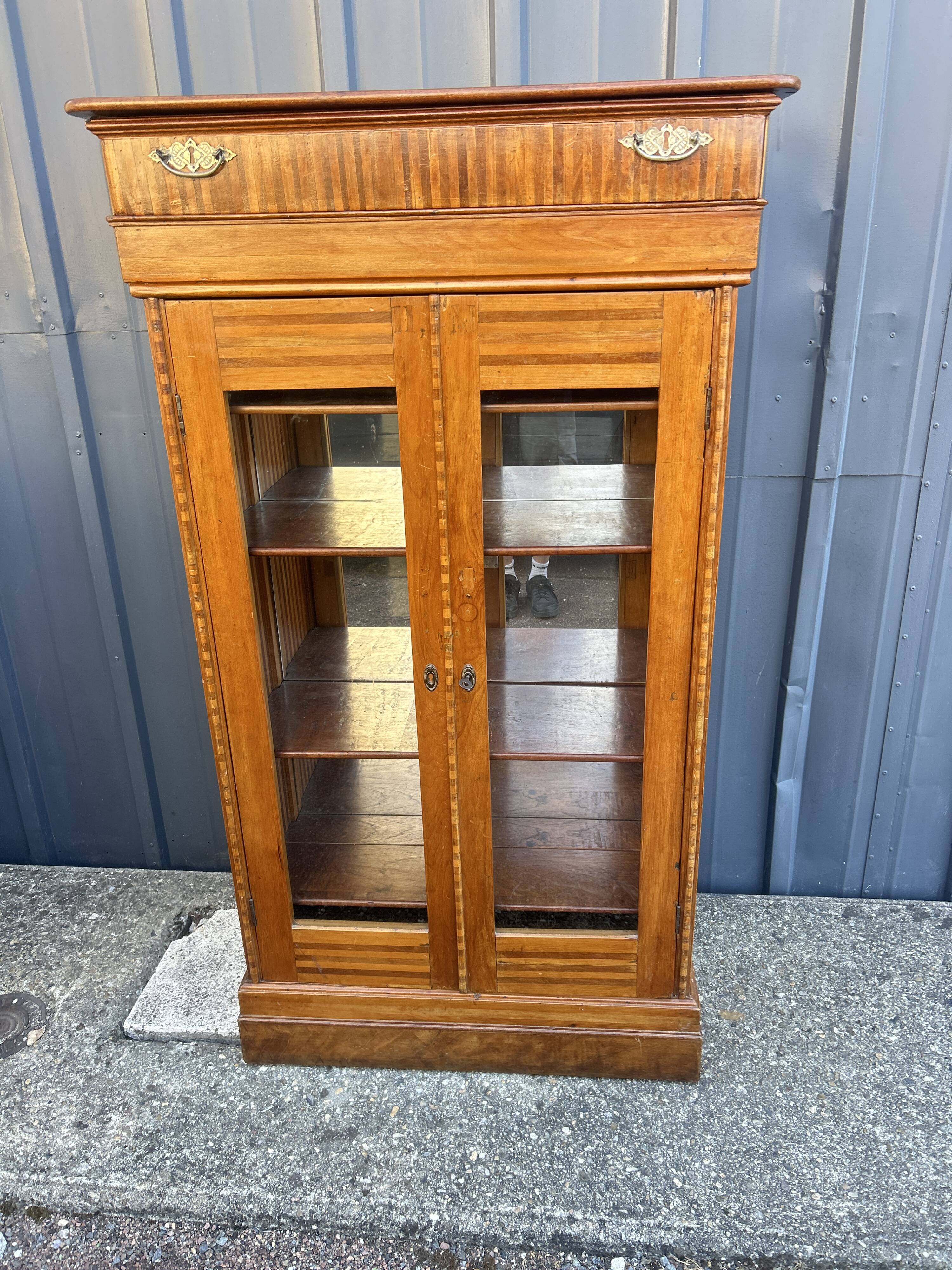 Two-door mahogany display cabinet