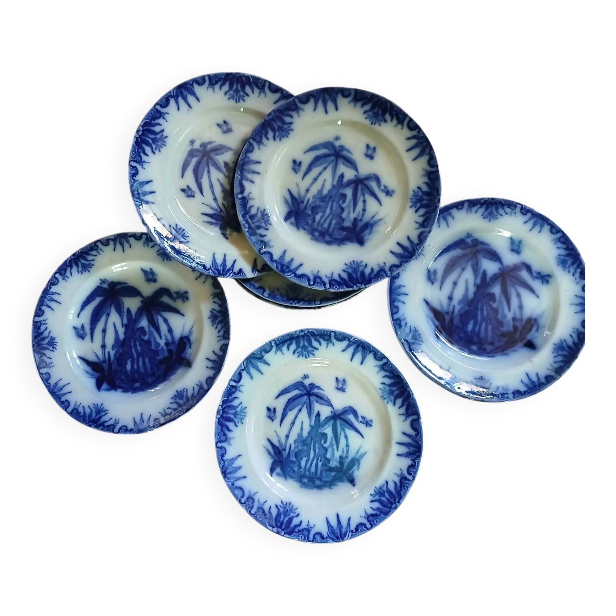 8 very old flat plates made of ironstone